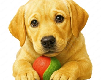 Clipart van een gele Labrador: handgeschilderde stijl PNG-bundel (commercieel gebruik)
