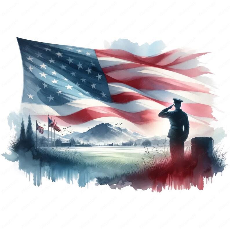 Memorial Day Clipart Bundle: Patriotic USA Flag Art (digital Download ...