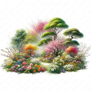 Jardin de printemps des cliparts | Lot de cliparts de jardin printanier en fleurs | 10 modèles de haute qualité | Art floral | Imprimables | Utilisation commerciale
