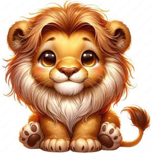 Clipart de Leão Encantador | Pacote de Clipart de Leão Encantador Adorável | 10 Designs de Alta Qualidade | Arte de Safári | Imprimíveis | Uso Comercial