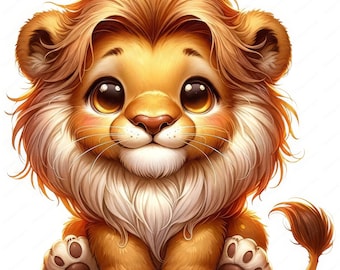 Charming Lion Clipart | Adorable Charming Lion Clipart Bundle | 10 High-Quality Images | Safari Art | Printables | Commercial Use