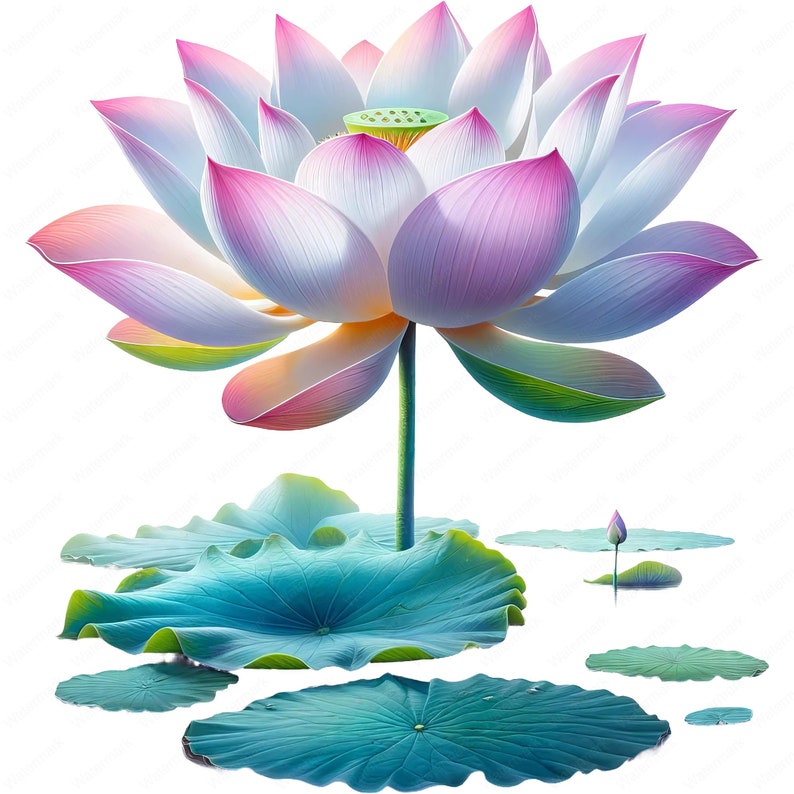 May include: A pink and white lotus flower with green leaves. The flower is in bloom and has a delicate, feminine appearance.