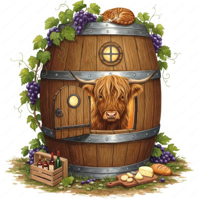 Highland Cow Clipart | Whimsical PNG Bundle | 10 Mini Cottagecore ...