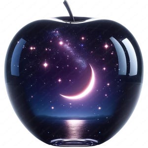 Nacht-appel-clipartbundel | Celestial Apple-ontwerpen | 10 mystieke nachtelijke hemel cliparts | Digitale PNG/JPG | Commercieel gebruik