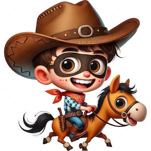 Cowboy Clipart | Cute Cowboy Clipart Bundle | 10 High-Quality Designs | Western Art | Printables | Commercial Use