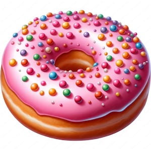 Roze donut clipart | Sprankelende matroze donut clipartbundel | 10 hoogwaardige ontwerpen | Kunst met zoete lekkernijen | Afdrukbare items | Commercieel gebruik