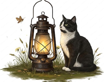 Bucolic Cat Clipart | Rustic Floral PNG Bundle | Farmhouse Art | Commercial Use