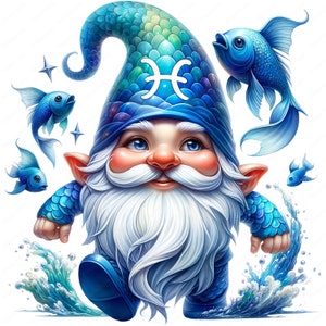 Zodiac Gnome Clipart / Whimsical Gnome Clipart Bundle 01 / 10 Disegni di alta qualità / Arte astrologica / Stampabili / Uso commerciale