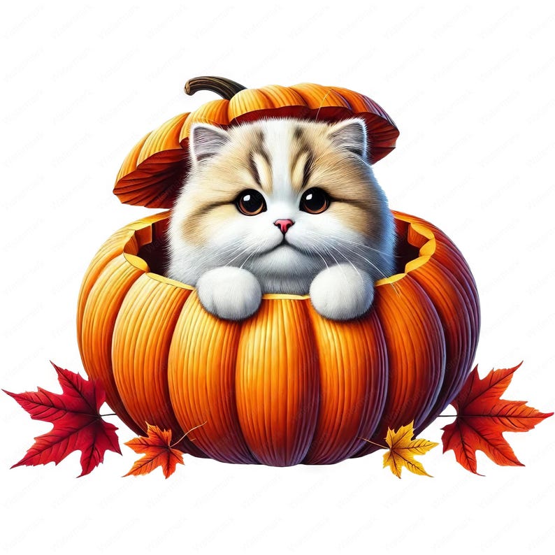 Cute Fall Cat Clipart Bundle | Autumn Leaves Art (digital Download) - Etsy