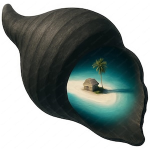 Island Shell Clipart: Tropical Beach Scene PNG Bundle (Commercial Use)