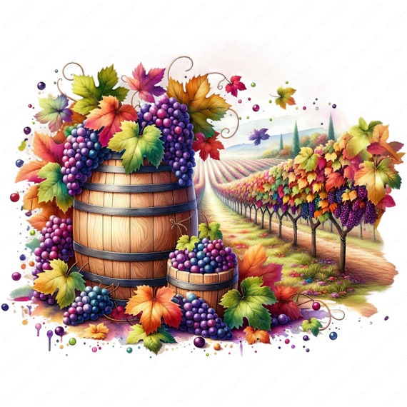 Cozy Fall Clipart Bundle: Autumn Vineyard Designs (Digital Download)