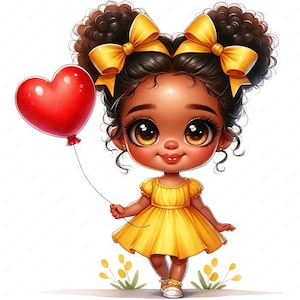 Clipart klein melaninemeisje | Mooie melanine meisje clipartbundel | 10 hoogwaardige ontwerpen | Diversiteitskunst | Afdrukbare items | Commercieel gebruik