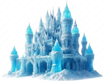 Ice Castle Clipart | Majestic Ice Castle Clipart Bundle | 10 High-Quality Designs | Winter Palace Art | Printables | Commercial Use