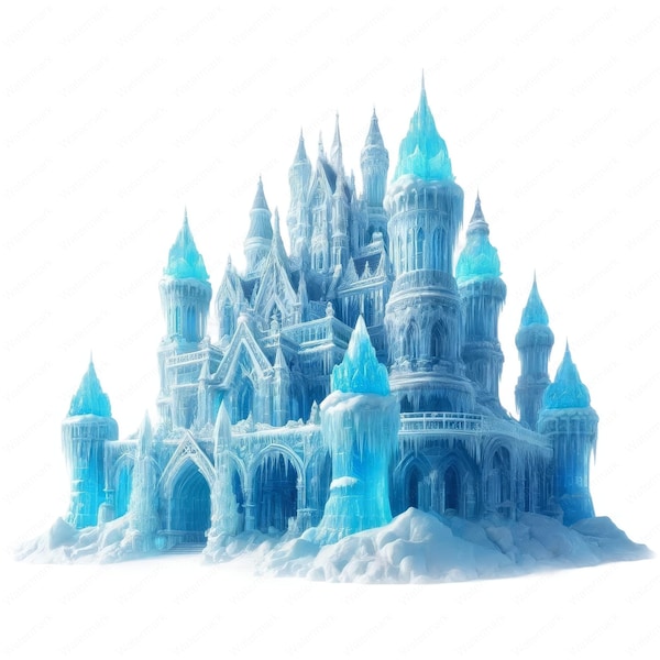 Ice Castle Clipart | Majestic Ice Castle Clipart Bundle | 10 High-Quality Designs | Winter Palace Art | Printables | Commercial Use