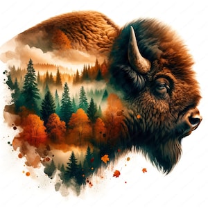 Natural Bison Clipart | Clipart Bundle | 10 High-Quality Designs | Wildlife Art | Nature Craft | Commercial Use