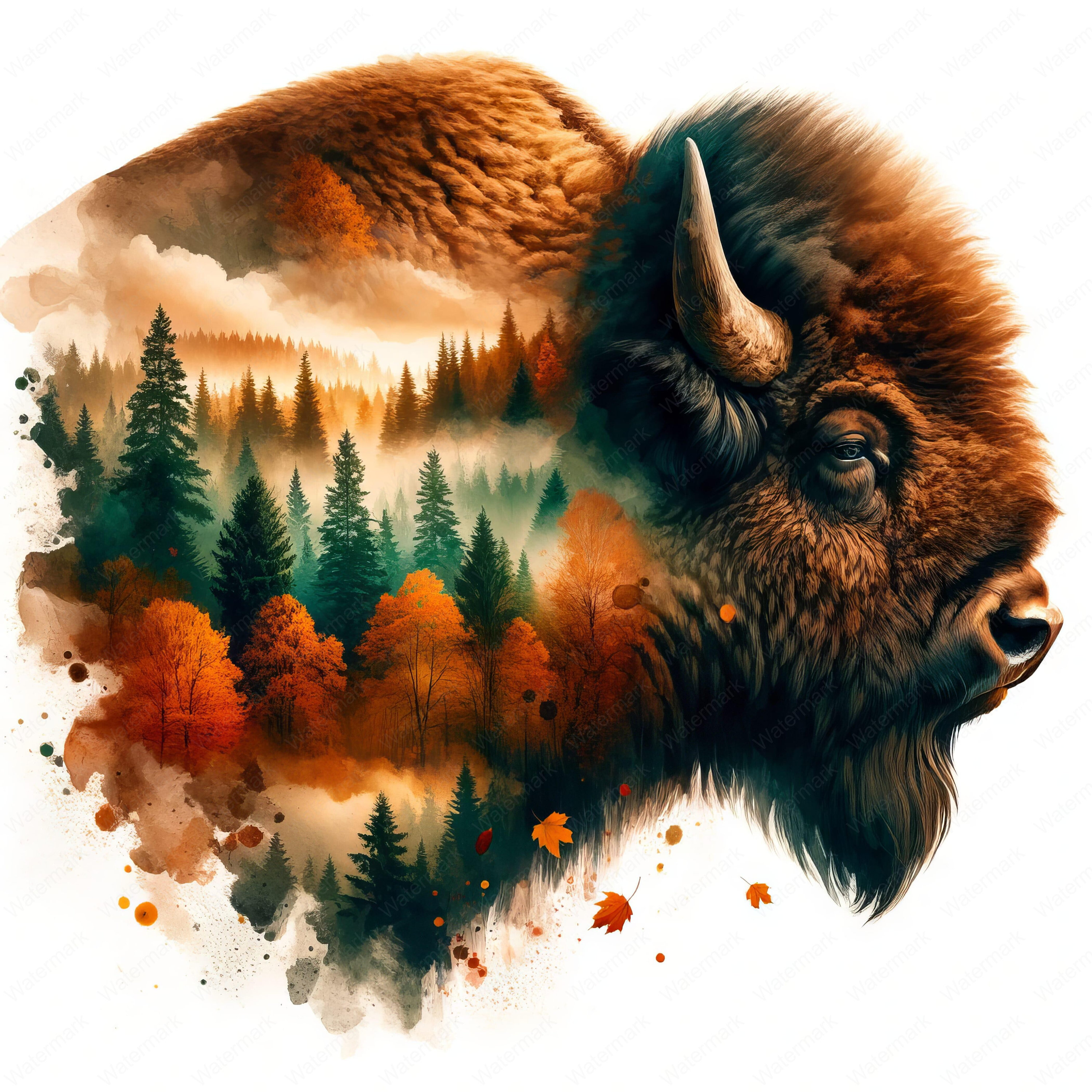 Watercolor Bison Clipart Bundle | Wildlife Art (digital Download) - Etsy
