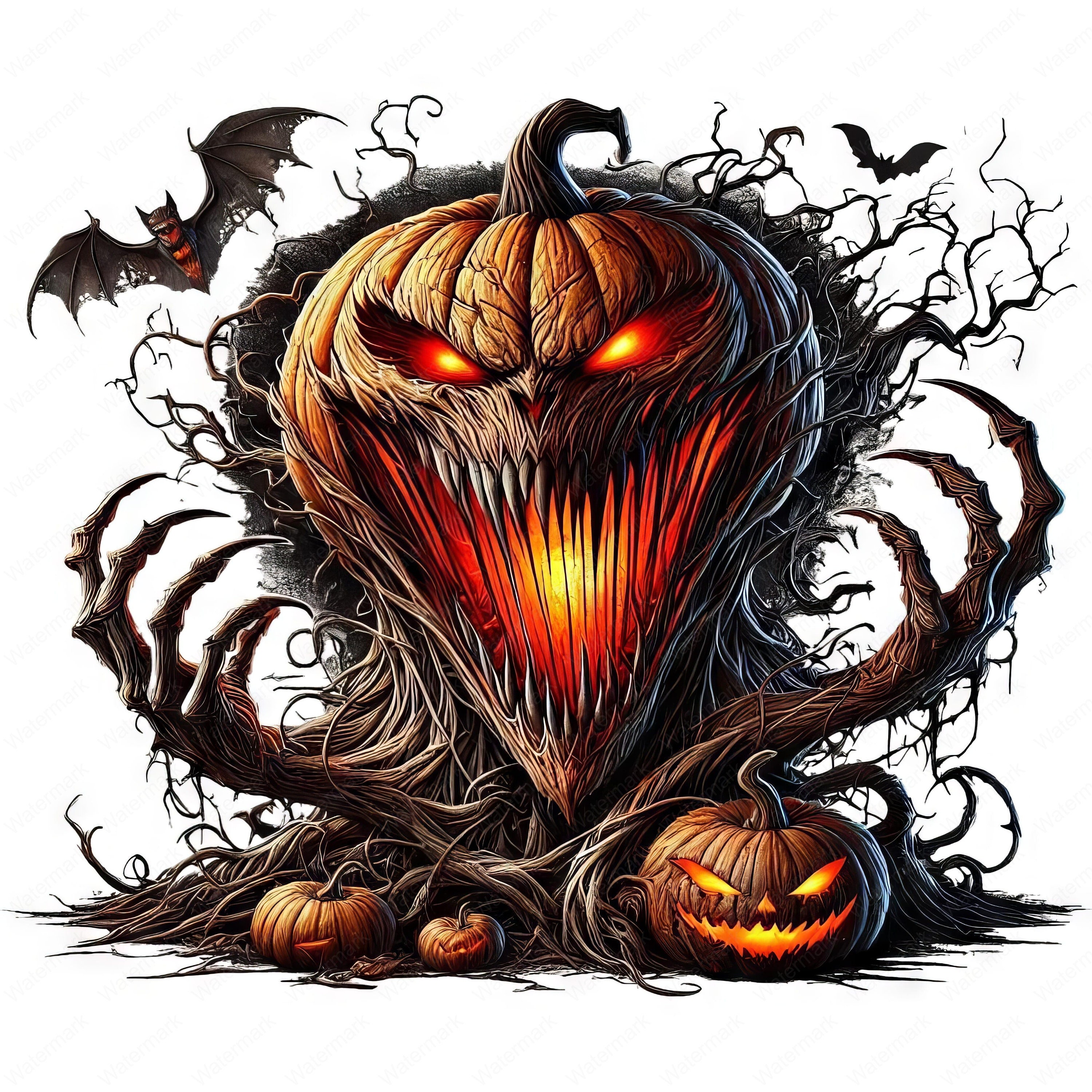Spooky Pumpkin Clipart Bundle: Halloween Art, Commercial Use (digital ...