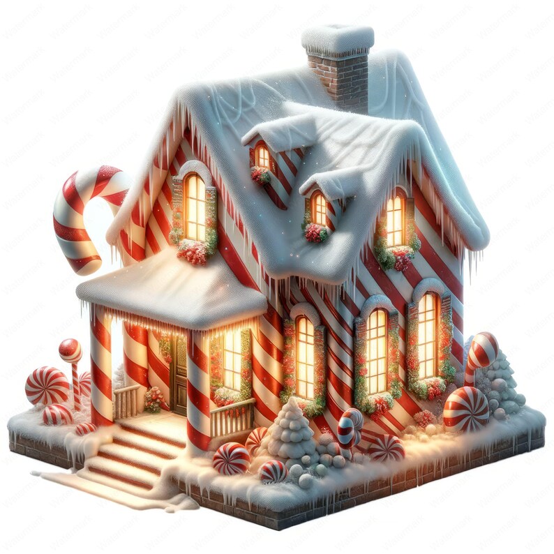 Candy Cane House Clipart Bundle: Gingerbread Art (digital Download) - Etsy