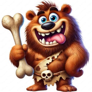 Caveman Clipart | Adorable Bear Clipart Bundle | 10 High-Quality Designs | Cute Animal Art | Printables | Commercial Use