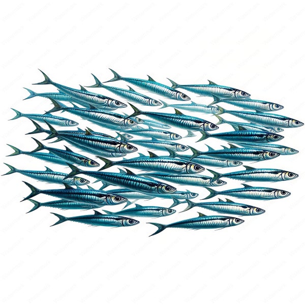 Sardine Clipart | Detailed Sardine Clipart Bundle | 10 High-Quality Images | Marine Life Art | Printables | Commercial Use