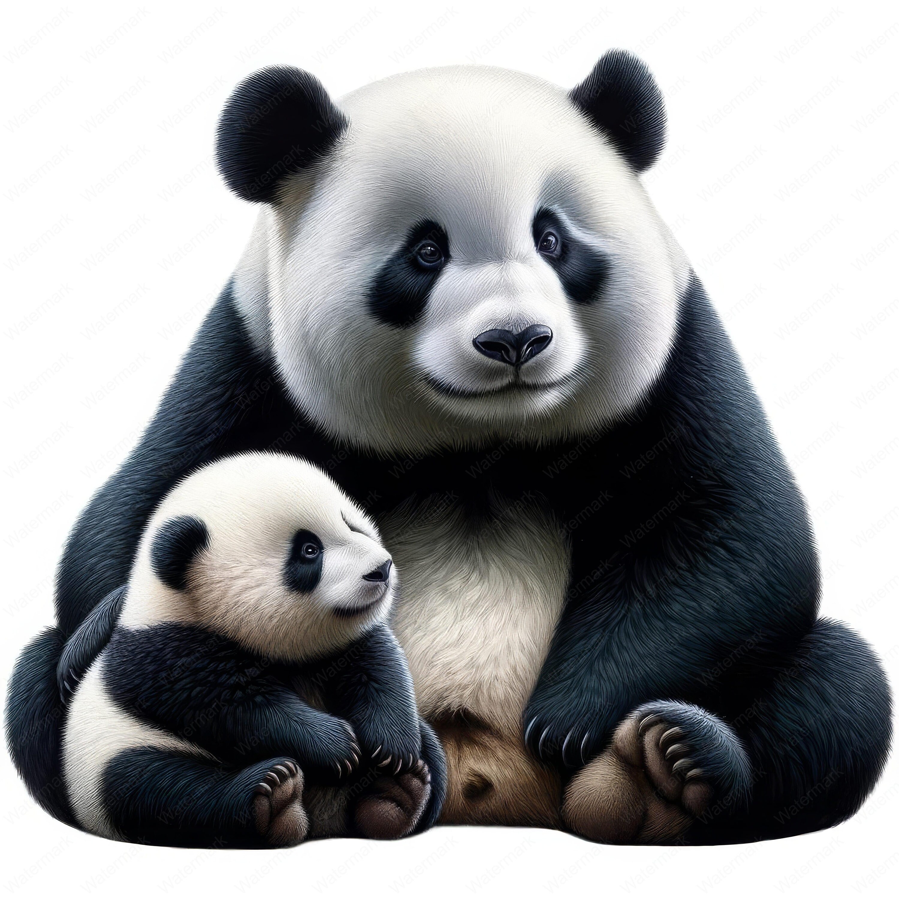 Panda Father's Day Clipart: Adorable Dad & Baby Art (digital Download ...