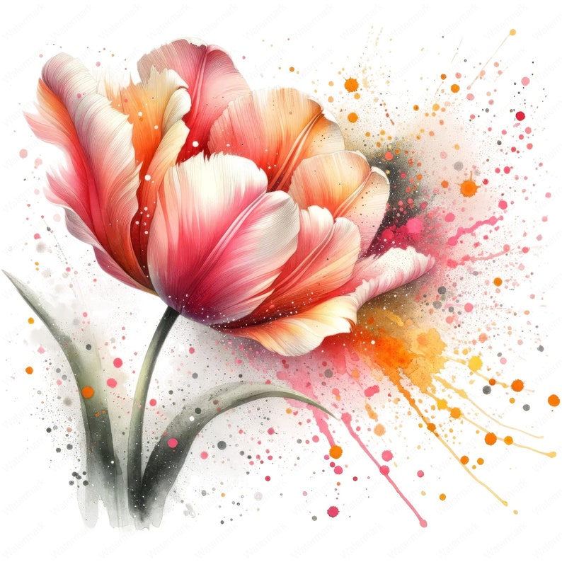 Elegant tulpan clipart-paket: Raffinerad blomsterkonst (digital nedladdning) bild 3