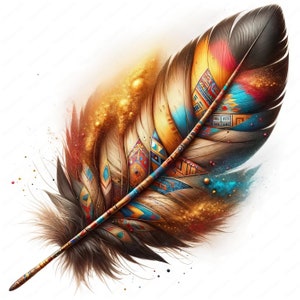 Native Feather Clipart / Pacchetto sorprendente di Native Feather Clipart / 10 design di alta qualità / Arte culturale / Stampabili / Uso commerciale