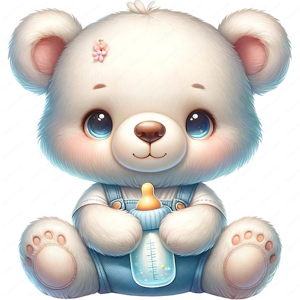 Baby Bear Clipart | Adorable Baby Bear Clipart Bundle | 10 High-Quality Images | Baby Shower Art | Printables | Commercial Use