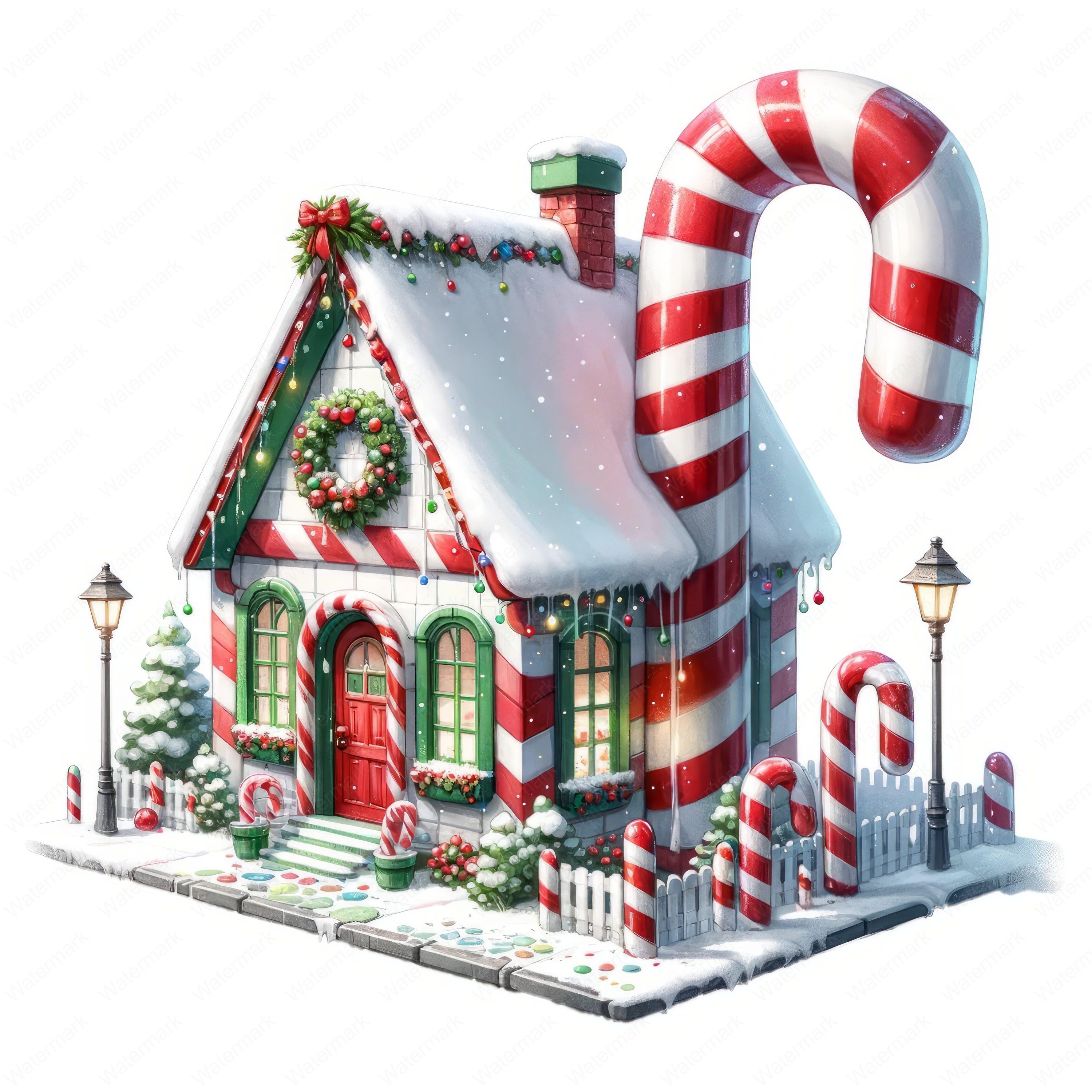 Candy Cane House Clipart Bundle: Gingerbread Art (digital Download) - Etsy