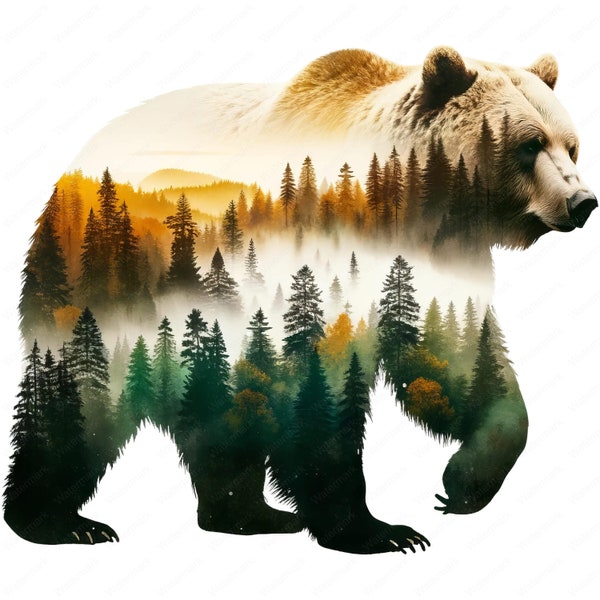 Grizzly Bär Clipart | Mächtiges Grizzly Bär Clipart Bundle | 10 hochwertige Designs | Wildnis Kunst | Drucksachen | Kommerzielle Nutzung