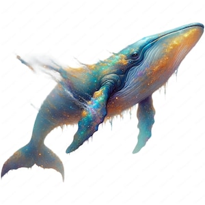 Dreamy Whale Clipart | Pacote de clipart de baleia serena | 10 designs de alta qualidade | Arte de baleia | Imprimíveis | Uso comercial