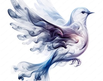Ethereal Smoke Bird Clipart Bundle | Elegant Printable Art (Digital Download)