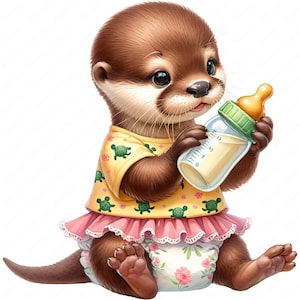 Schattige babyotter-clipart | Schattige babyotter-clipartbundel | 10 hoogwaardige ontwerpen | Kinderkamerkunst | Afdrukbare items | Commercieel gebruik