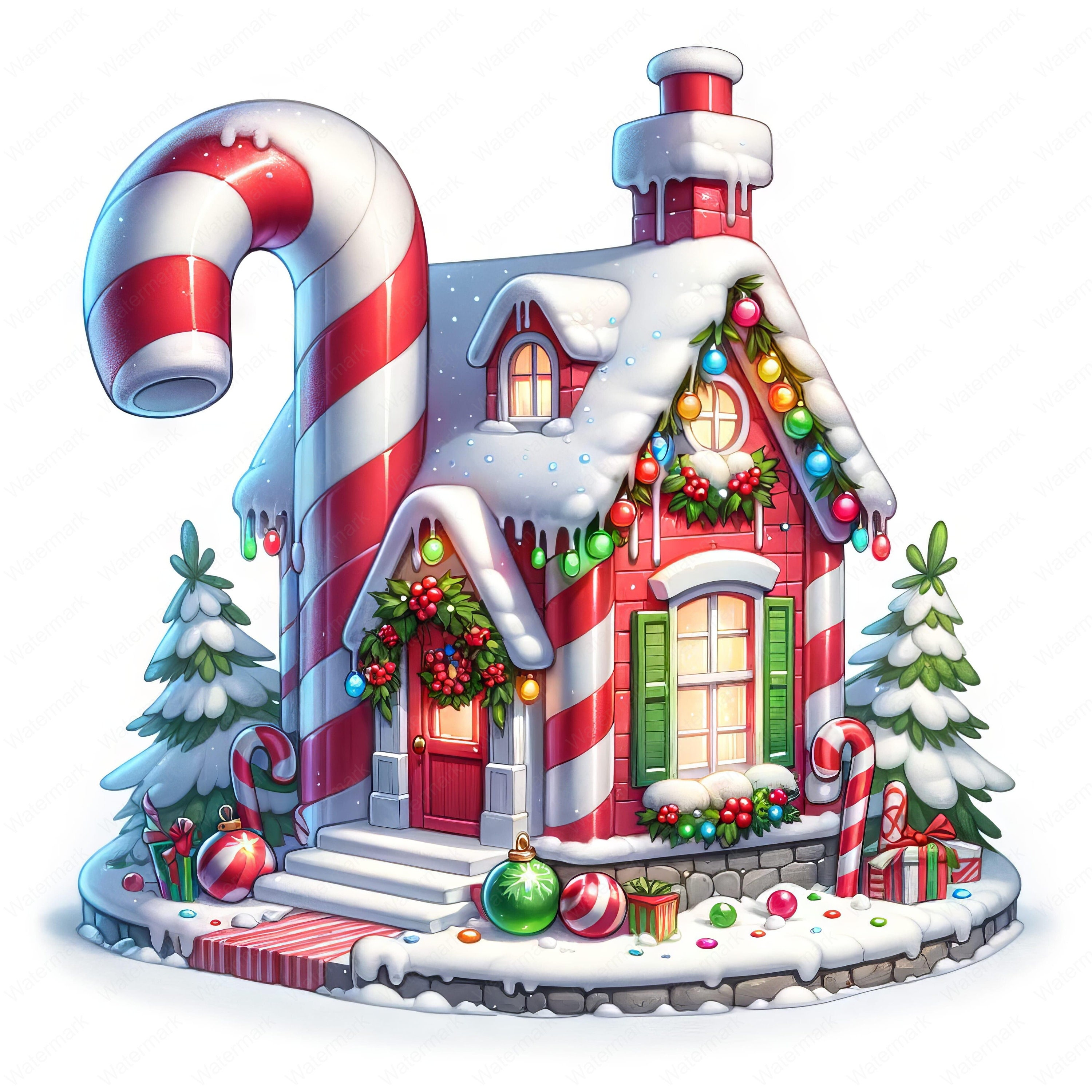 Candy Cane House Clipart Bundle: Gingerbread Art (digital Download) - Etsy