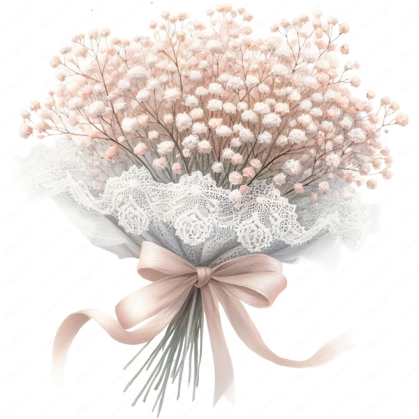 Baby Breath Bouquet Clipart | 10 High-Quality Images | Wall Art | Paper Craft | Digital Prints | Commercial Use
