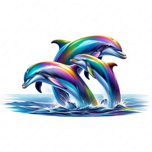 Clipart famille dauphin | Lot de cliparts amusants pour la famille des dauphins | 10 modèles de haute qualité | Art de la vie océanique | Imprimables | Utilisation commerciale