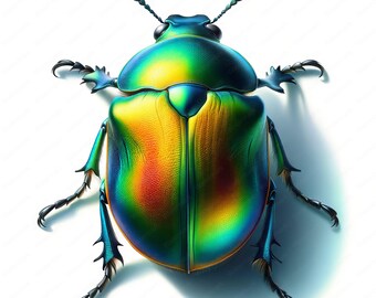 Vivid Beetle Clipart | Colorful Beetle Clipart Bundle | 10 High-Quality Images | Insect Art | Printables | Commercial Use