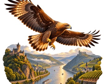 German Castle Clipart Bundle, 15 Rhine Heritage PNG and JPG Designs