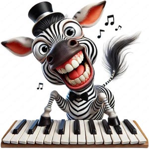Clipart zèbre lunatique | Lot de cliparts zèbre dessin animé ludique | 10 modèles de haute qualité | Art animalier | Imprimables | Utilisation commerciale