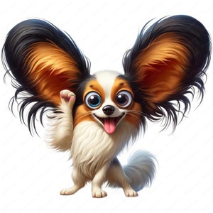 Imágenes prediseñadas de Papillon divertidas / Paquete de imágenes prediseñadas de Papillon divertidas y extravagantes / 10 diseños de alta calidad / Arte canino / Imprimibles / Uso comercial