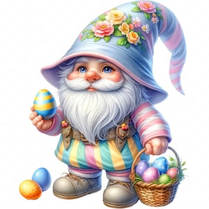 Easter Gnome Clipart Bundle: Cheerful Spring Designs (Digital Download)