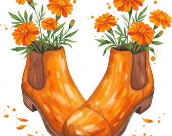 Floral Shoe Watercolor Clipart: Elegant Fashion PNG Bundle (Digital Download)