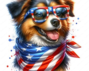 Patriotische Hunde-Cliparts: Hunde-Motive zum 4. Juli (Digitaler Download)
