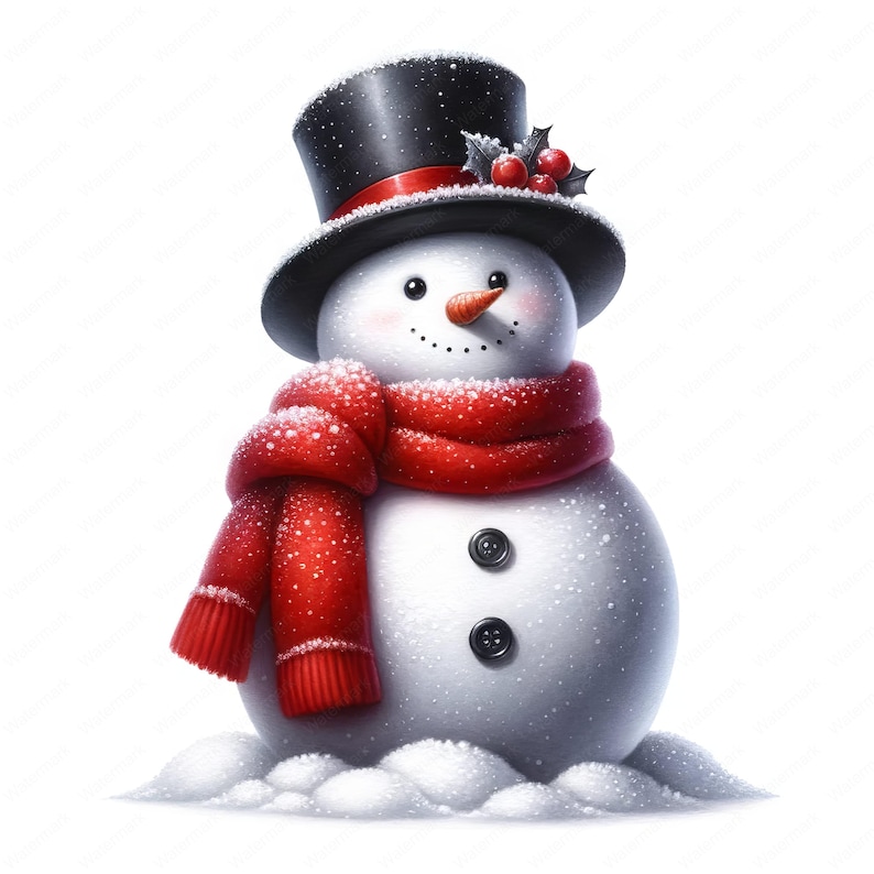 Clipart de muñeco de nieve navideño / Paquete de clipart de muñeco de nieve navideño festivo / 10 diseños de alta calidad / Arte de invierno / Imprimibles / Uso comercial imagen 3