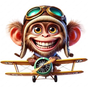 Clipart lunatique de singe | Lot de cliparts singe charmant | 10 modèles de haute qualité | Art animalier | Imprimables | Utilisation commerciale