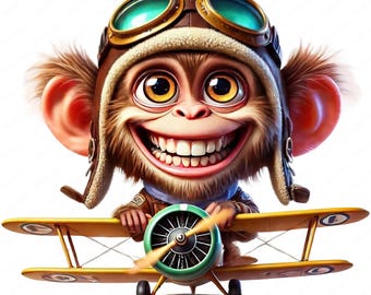 Whimsical Monkey Clipart Bundle: Animal Art Printables (Commercial Use) (Digital Download)