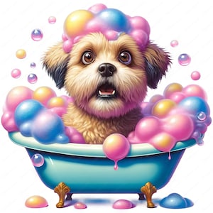 Bath Dog Clipart | Cute Bath Dog Clipart Bundle | 10 High-Quality Designs | Pet Art | Printables | Commercial Use