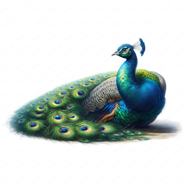 Peacock Clipart | Vibrant Peacock Clipart Bundle | 10 High-Quality Images | Bird Art | Printables | Commercial Use