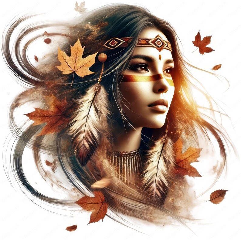 Native Spirit Clipart | Fantasy Dubbelexponering PNG-paket | Eterisk konst | Kommersiellt bruk bild 8