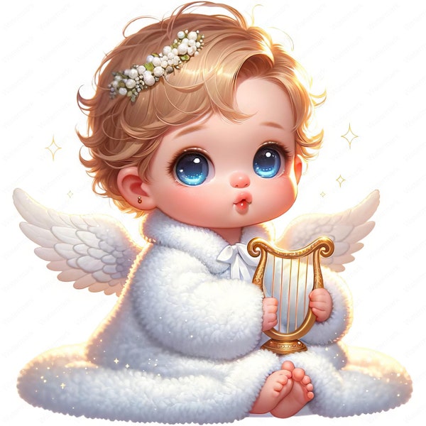 Baby Angel Clipart | Cherubic Baby Angel Clipart Bundle | 10 High-Quality Images | Heavenly Art | Printables | Commercial Use